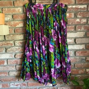 Vintage Floral Print Skirt Tropical Coconut Girl